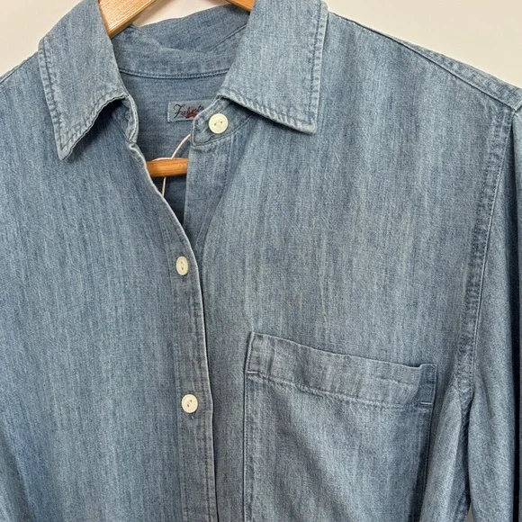 Faherty The Tried and True MIDI Shirt Dress. Blue Tide Wash. XXS - Picture 4 of 7